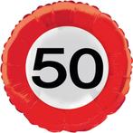 Folieballon Verkeersbord 50 jaar - 43cm, Ophalen of Verzenden, Nieuw