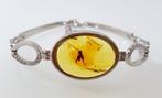 Zeldzame zilveren armband met Baltisch amber fossiele
