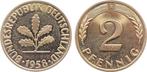 Duitsland 2 Pfennig 1958 F Pp Auflage: J 381 Brons, Postzegels en Munten, Munten | Europa | Niet-Euromunten, Verzenden