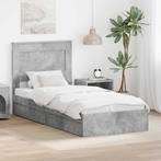 vidaXL Opslag bed met hoofdeinde Beton Grijs 90 x 190 cm, Verzenden, Nieuw, Grijs, Hout