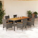 vidaXL 7-delige Tuinset met kussens poly rattan en, Tuin en Terras, Tuinsets en Loungesets, 6 zitplaatsen, Nieuw, Tuinset, Verzenden