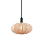 Japandi hanglamp zwart met bruine stoffen kap - Bida, Nieuw, Overige materialen, Japandi, 75 cm of meer