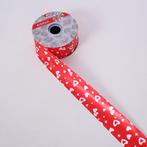 Lint poly ribbon rood + witte hartjes 50mm/100yard, Hobby en Vrije tijd, Knutselen, Ophalen of Verzenden, Nieuw