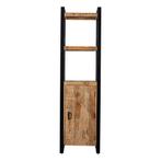Boekenkast Mangohout Britt Smal Met Kastje 200 cm, Nieuw, 50 tot 100 cm, Industriële meubels, 25 tot 50 cm