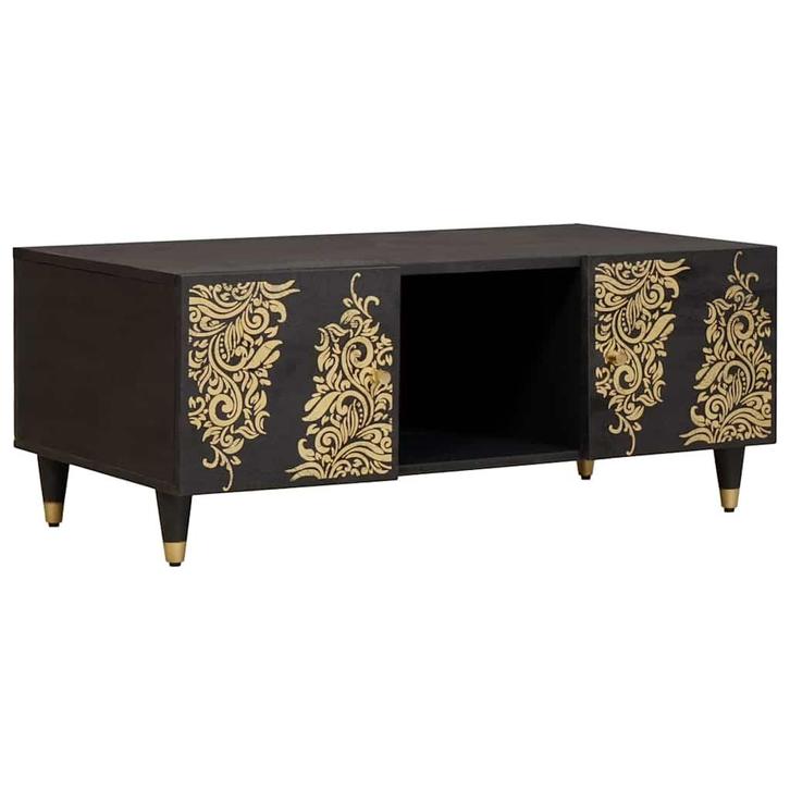 vidaXL Salontafel Zwart 100 x 54 x 40 cm Massief Mango Hout, Huis en Inrichting, Tafels | Salontafels, Nieuw, 100 tot 150 cm, Overige houtsoorten