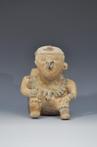 Precolumbiaans Aardewerk Vat met menselijke figuur. Met