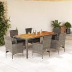 vidaXL 7-delige Tuinset met kussens poly rattan en, Tuin en Terras, Tuinsets en Loungesets, 6 zitplaatsen, Nieuw, Tuinset, Verzenden