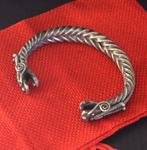 Manchet armband 2 DRAGONS MIAO - HMONG 59 g ethisch zilver -