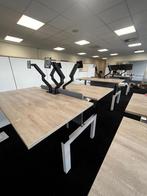 Refurbished duo zit sta bureau wit, nieuwe bureaubladen, Verzenden, In hoogte verstelbaar, Zo goed als nieuw, Stabureau