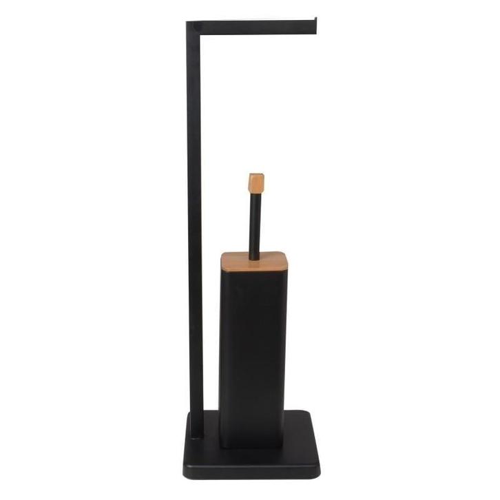 WC rolhouder met toiletborstel zwart bamboe design 64 cm, Doe-het-zelf en Verbouw, Sanitair, Nieuw, Ophalen of Verzenden