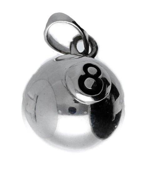 Zilveren Biljartbal snooker 8 kettinghanger, Sieraden, Tassen en Uiterlijk, Kettinghangers, Verzenden