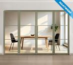 Dubbele stalen taatsdeur met glaspaneel, 3 vlaks, olijfgroen, Doe-het-zelf en Verbouw, Nieuw, Metaal, Overige typen