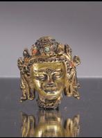 Antieke Tibetaanse bronzen Bodhisattva-hoofd uit de 14e-15e, Antiek en Kunst