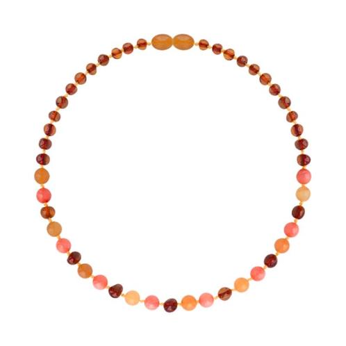 Barnsteen kinder kettinkje - cognac/aventurine/coral (38 cm), Sieraden, Tassen en Uiterlijk, Armbanden