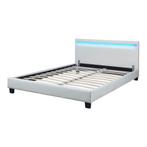 Bed Parijs met LED-verlichting bedbodem 140x200 cm wit, Verzenden, Nieuw