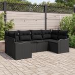 vidaXL 6-delige tuinset met kussens in zwart poly rattan, Tuin en Terras, Verzenden, Nieuw, Rotan, Tuinset
