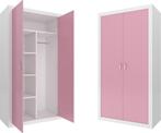 Kledingkast - 90x190x50 cm - wit/roze - 5 schappen - 2 de..., Huis en Inrichting, Kasten | Kledingkasten, Ophalen of Verzenden