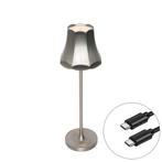 Retro tafellamp gunmetal oplaadbaar IP44 - Granny, Huis en Inrichting, Verzenden, Nieuw, Retro