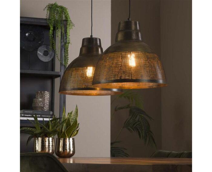 Hanglamp 2xØ38 screen - Brons antiek, Huis en Inrichting, Lampen | Hanglampen, Nieuw, Ophalen of Verzenden