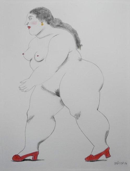 Fernando Botero (1932-2023) - Figura di donna di profilo, Antiek en Kunst, Kunst | Schilderijen | Modern