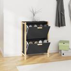 vidaXL Schoenenkast 57,5x33x80 cm bewerkt hout zwart, Verzenden, Nieuw