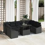vidaXL 10-delige tuinsofaset met kussens zwart poly rattan, Tuin en Terras, Verzenden, Nieuw, Rotan