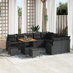 vidaXL 12-delige tuinbankset met kussens in zwart poly, Tuin en Terras, Verzenden, Nieuw, Wicker