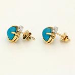 Oorbellen - 14 karaat Geel goud - 4.62ct. tw. Turquoise -, Nieuw