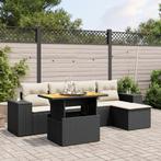 vidaXL 6-delige Loungeset met kussens poly rattan zwart, Tuin en Terras, Verzenden, Nieuw, Rotan, Loungeset