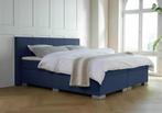 ACTIE! Boxspring Milano 140 200 Blauw, Nieuw, 140 cm, Twijfelaar, 200 cm