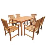 vidaXL 7-delige Tuinset massief acaciahout, Tuin en Terras, Tuinsets en Loungesets, Verzenden, 6 zitplaatsen, Nieuw, Tuinset