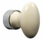 Meubelknop ovaal porselein 42mm ivoor/glans nikkel, Ophalen of Verzenden, Nieuw