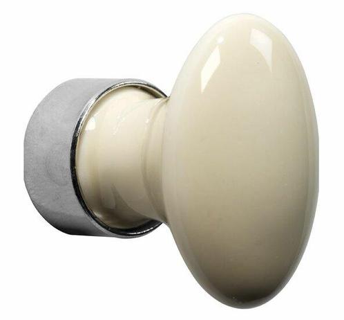 Meubelknop ovaal porselein 42mm ivoor/glans nikkel, Doe-het-zelf en Verbouw, Hang- en Sluitwerk, Nieuw, Ophalen of Verzenden