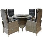 Empoli Riccione dining tuinset 110 cm rond 6-delig grijs, Ophalen of Verzenden, Nieuw, Wicker