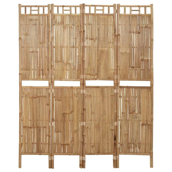 vidaXL Kamerscherm met 4 panelen 160x180 cm bamboe, Huis en Inrichting, Woonaccessoires | Kamerschermen, Nieuw, Verzenden
