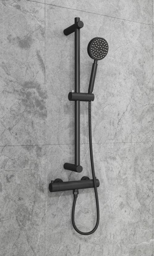 WEBO Doucheset thermostatisch douchemengkraan met glijstang, Doe-het-zelf en Verbouw, Sanitair, Douche, Nieuw, Chroom, Glas, Koper