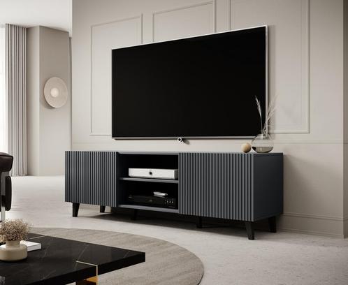 TV-Meubel antraciet 150x42x53 2 deuren zwarte pootjes, Huis en Inrichting, Kasten | Televisiemeubels, 150 tot 200 cm, 25 tot 50 cm