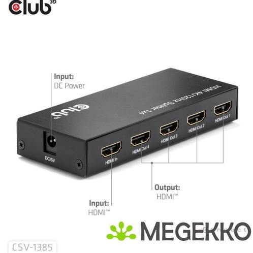 CLUB3D 1 to 4 HDMITM Splitter 4K120Hz, Computers en Software, Videokaarten, Nieuw, Verzenden