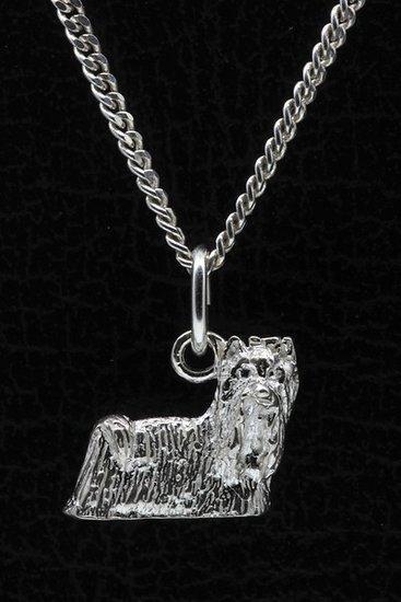 Zilveren Yorkshire terrier - omkijk ketting hanger - klein, Sieraden, Tassen en Uiterlijk, Kettinghangers, Verzenden