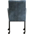 Leren eetkamerstoel Comfort met wieltjes en armleuning, Huis en Inrichting, Stoelen, Overige kleuren, Nieuw, Leer, Ophalen of Verzenden