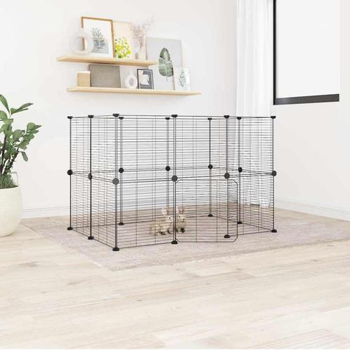 vidaXL Huisdierenkooi met deur 20 panelen 35x35 cm staal, Dieren en Toebehoren, Knaagdieren en Konijnen | Hokken en Kooien, Nieuw