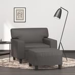 vidaXL Fauteuil met voetenbank 60 cm kunstleer grijs, Eenpersoons, Verzenden, Nieuw, Leer