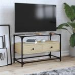 vidaXL Tv-meubel met glazen blad 80x35x51 cm hout sonoma, Verzenden, Nieuw, Overige houtsoorten