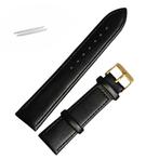 Fako - Horlogebandje - Echt Leer - Soft - 20mm - Zwart/Goud, Sieraden, Tassen en Uiterlijk, Horloges | Heren, Verzenden, Nieuw