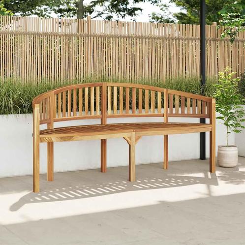 vidaXL Bankje banaanvormig 180 cm massief teakhout, Tuin en Terras, Tuinbanken, Nieuw, Hout, Verzenden