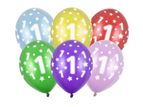 Ballonnen 1 Jaar Gekleurd Metallic 30cm 6st, Hobby en Vrije tijd, Feestartikelen, Nieuw, Verzenden