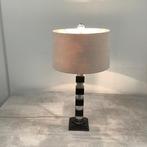 Klassieke Dorische zuiltafellamp, hout / zilver, Ophalen of Verzenden, Gebruikt
