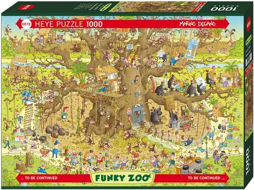 Funky Zoo - Monkey Habitat Puzzel (1000 stukjes) | Heye -, Hobby en Vrije tijd, Denksport en Puzzels, Nieuw, Verzenden