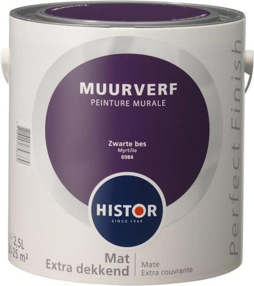 Histor Perfect Finish Muurverf Mat - Zwarte bes 6984 - 2,..., Doe-het-zelf en Verbouw, Verf, Beits en Lak, Verf, Zwart, Nieuw