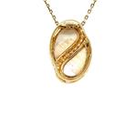 Gouden hanger met parelmoer en diamant 14 krt, Ophalen of Verzenden, Nieuw